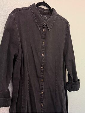 Women's Black Button-Front Denim Shirt Dress - Asos